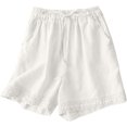 thumbnail image 1 of Summer Clearance! Womens Plus Size Pants,Summer Pants for Womens,Womens Solid Color Retro Hook Flower High Waisted Drawstring Shorts, 1 of 5