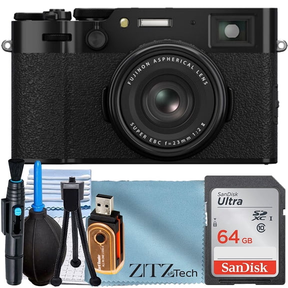 FUJIFILM X100VI Digital Camera (Black) with SanDisk 64GB Memory Card + ZeeTech Accessory Bundle