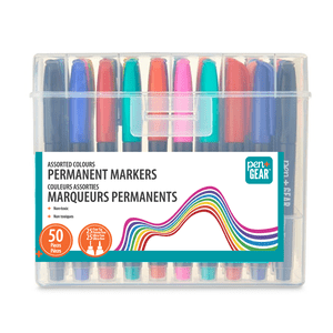 Pen+Gear Permanent Markers, Fine + Ultra Fine Tip, Assorted Colors, 50 Count