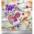 thumbnail image 1 of Soimoi Poly Georgette Fabric Skull,Rose & Anemone Flower Printed Fabric 1 Yard 52 Inch Wide, 1 of 3