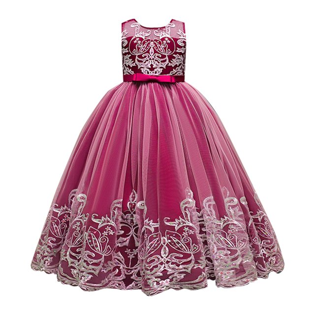 Ketyyh-chn99 Robes pour Bébé Fille Robe d'Été Sans Manches à Imprimé Floral Princesse Filles Décontractée à Manches Longues Robe Courte Rose Vif,160