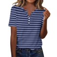 thumbnail image 1 of Plebaso T-Shirts à Rayures à Col en V pour Femmes, Manches Courtes, T-Shirts d'Été, à Blocs de Couleur, Blouses Décontractées et Amples pour Femmes, 1 of 6