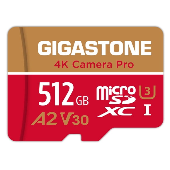 【5-Years Data Recovery】 GIGASTONE 512GB Micro SD Card, 4K Camera Pro, A2 V30 for Smartphone, Gopro, Action Cams, 4K UHD