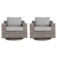thumbnail image 1 of Living Source International Chaises de Patio Pivotantes de Style Club - Ensemble de 2, Brun/gris, 1 of 3