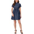 thumbnail image 1 of INSPIRE CHIC Robe d'Été Décontractée pour Femme à Boutons devant à Manches Courtes P Bleu Marine, 1 of 7