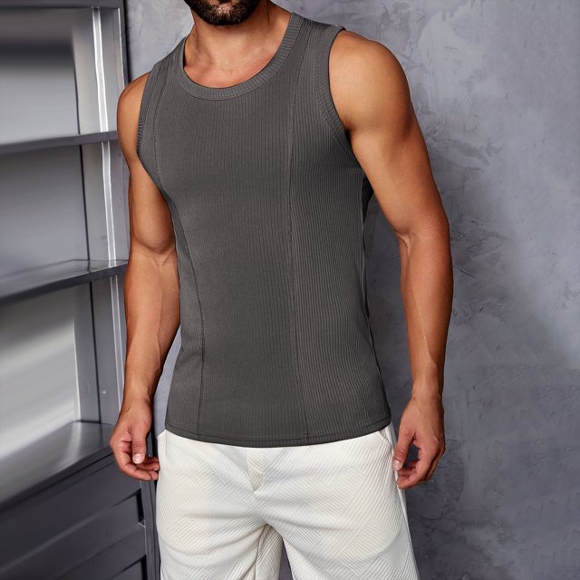 Styesk Tank Tops Men Men's Solid Color Fashionable Leisure Fitness Sports Slim Tank