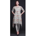 thumbnail image 4 of Bimba Hauts Gris à Feuilles de Chêne et à Imprimé Floral pour Femmes Kurti Asymétrique Robe d'Été pour Filles XSmall, 4 of 6
