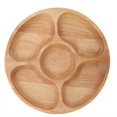 thumbnail image 1 of LYUMO Wood Divided Plate,Wooden Round Shape Food Divided Plate Dessert Snack Sub-grid Dish Tableware Tray, Round Divided Plate, 1 of 8