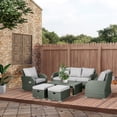 thumbnail image 2 of Ensemble de Jardin 6 Pcs en Rotin Tressé Rembourré Comprenant un Canapé, un Fauteuil Inclinable, des Repose-Pieds et une Table., 2 of 9