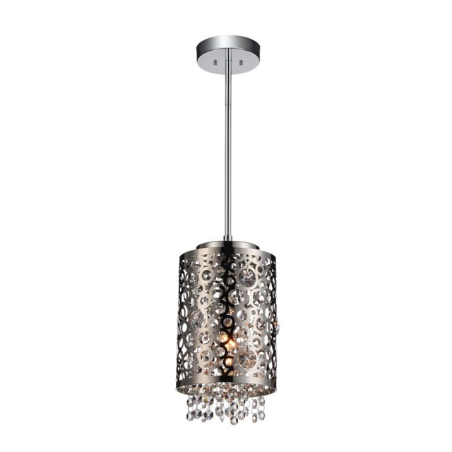 CWI Lighting Abat-Jour Tambour 1 Lumière Mini Pendentif avec Fini Chrome