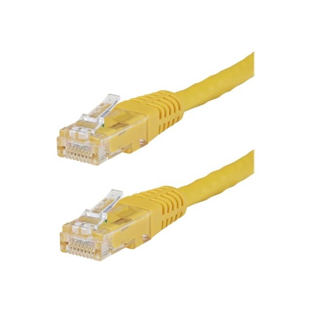 StarTech.com 1ft CAT6 Ethernet Cable, 10 Gigabit Molded RJ45 650MHz 100W PoE Patch Cord, CAT 6 10GbE UTP Network Cable with Strain Relief, Yellow, Fluke Tested/Wiring is UL Certified/TIA - Category 6 - 24AWG (C6PATCH1YL) - Patch cable - RJ-45 (M) to RJ-45 (M) - 1 ft - CAT 6 - molded - yellow - for P/N: ST1000SMPEX