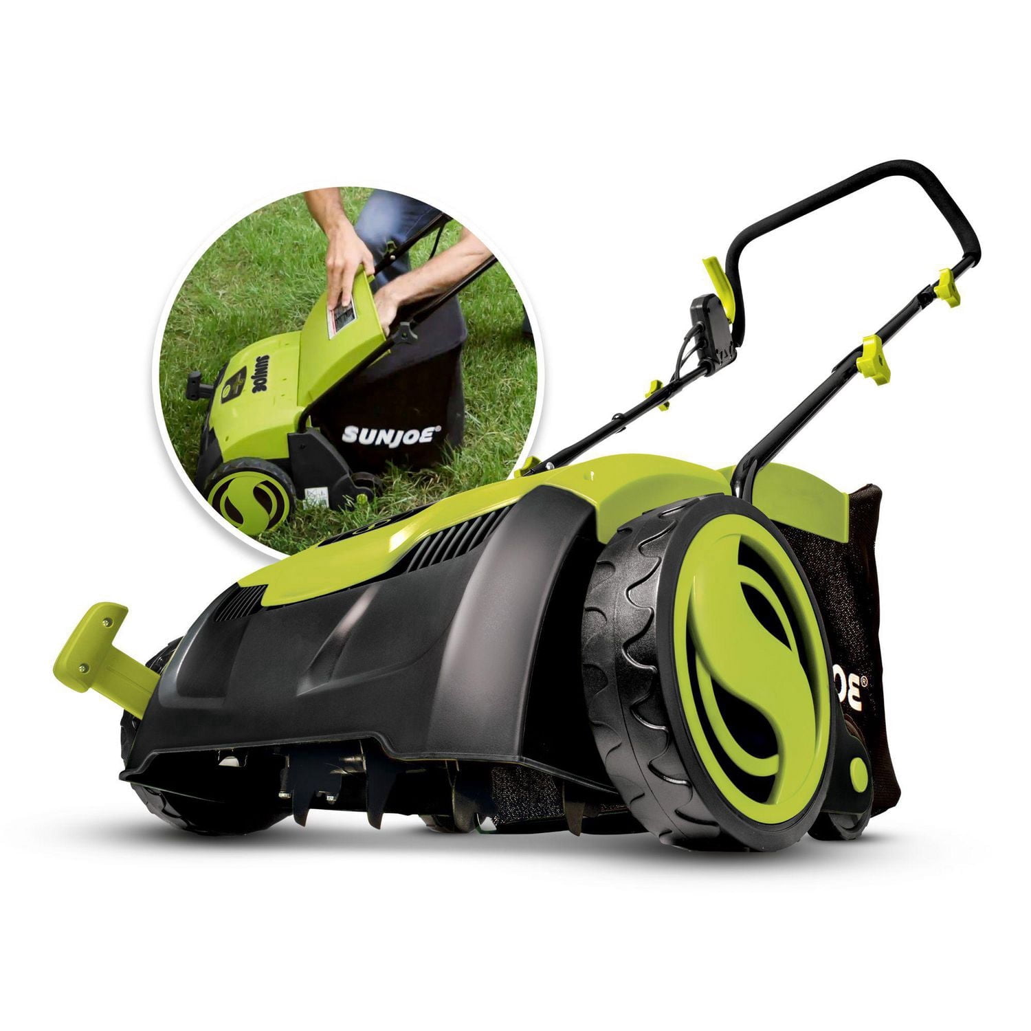 Sun Joe AJ801E Détacheur de gazon électrique avec sac de collecte, 13 po, 12 Amp, scarificateur