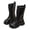 Black, variant on Yammkia Tall White Boots for Girls Knee High Boots for Girls Lace Up Side Zipper Boot Combat Boots Leather Non Slip Boot Lug Sole Chunky Heels Shoes Size 2.5 (White,Big Kids 2.5)