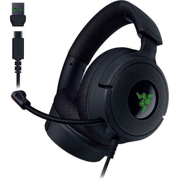Razer Kraken V4 X Wired Gaming Headset: 40 mm Drivers - Cardioid Mic - Memory Foam Cushions - Chroma RGB Lighting - Type C & Type A Cable - for PC, Mac, PS5, Nintendo Switch, Steam Deck, Smartphone