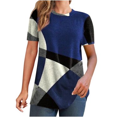 Short Sleeve Shirts for Women Womens Fashion Comfortable Casual Round Neck Short Sleeve Print Top Blouse Womens Short Sleeve Blouses Women Short Sleeve Tops Women Short Sleeve Blouse