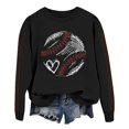 thumbnail image 2 of IMENGL Spring baseball print crew neck hooded sweatshirt long, Black M, Size M-2XL, 2 of 4