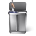 thumbnail image 2 of simplehuman 58 Liter / 15.3 Gallon Rectangular Dual Compartment Recycling Step, Brushed Stainless Steel with Soft-Close Plastic Lid Kitchen Trash Can, 2 of 6