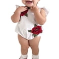 thumbnail image 2 of Combinaison Short Dos Nu Sans Manches à Col Licou pour Nouveau-Née Fille avec Broderie de Roses, Princesse, Tenue d'Été pour Enfants, 2 of 4