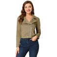thumbnail image 1 of INSPIRE CHIC Women Short Soft Zip Up Faux Suede Biker Moto Jacket, 1 of 5