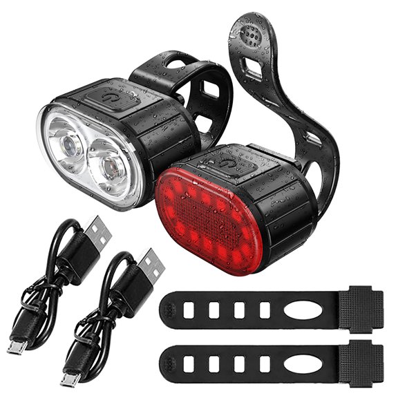 Bicycle Lights Front and Rear Rechargeable Bicycle Lights Bicycle Headlights Tail Lights Set Mountain Bike Lights Bike Headlight and Tail Light Set Bike Tail Light Rechargeable