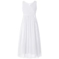 thumbnail image 1 of TTAO Robe en Chiffon Sans Manches Col en V Perles Mariage Demoiselle d'Honneur Soirée Bal Robe de Bal Formelle Blanche 14, 1 of 7