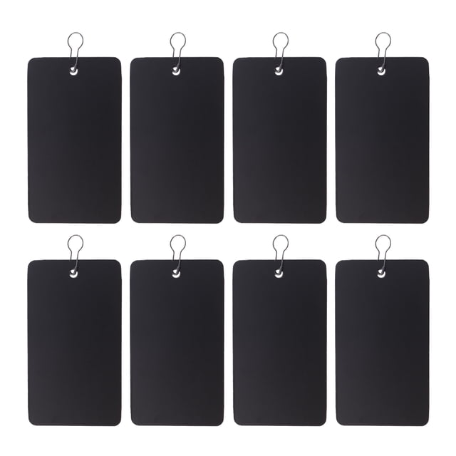 200pcs Plastic Hanging Tags Iron Gourd Pin Set Waterproof PVC ID Holder for Office (100pcs Tag, 100pcs Pin, Black)