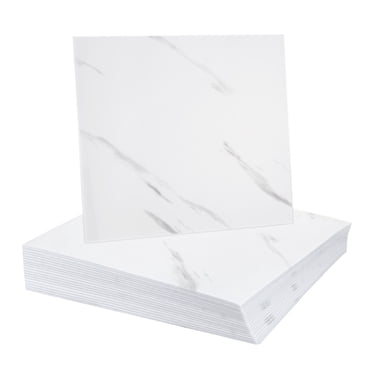 Uxcell 20 Pcs Carreaux de Marbre Autocollants, Dosseret de Panneau Mural Imperméable, Carreaux de Douche Autocollants 11,81 Pouces X 11,81 Pouces pour Salle de Bain, Design Blanc Élégant