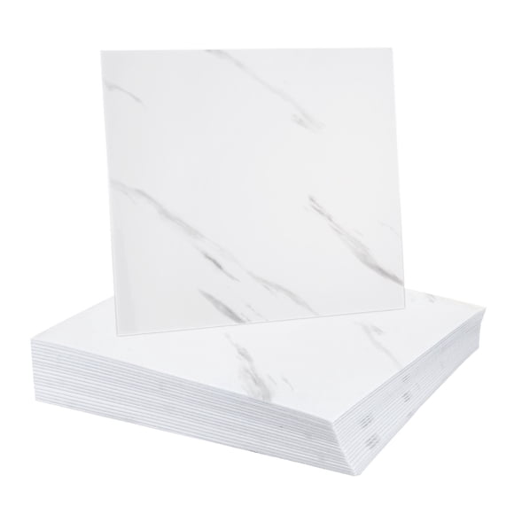 Uxcell 20Pcs Peel and Stick Marble Tiles, Waterproof Wall Panel Backsplash, 11.81"x11.81" Peel and Stick Shower Tiles for Bathroom, Elegant White Design
