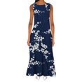 thumbnail image 4 of Robe Femme Mode Femme Col en V Sans Manches Été Soirée Fête Imprimée Dames Poche Gilet Longue Robe Aguichant Robe d'Été en Liquidation, 4 of 6