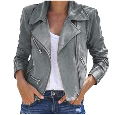KIHOUT Trending Autunm and Winter Coats for Women Fashion Lapel Ladies Vintage Zipper with Pocket Bomber Jacket Casual Overcoat Outwear