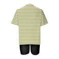 thumbnail image 4 of Mikilon Ensemble Élégant pour Femmes 2 Pcs Mode Décontractée Rayé Imprimé Col Rond Épaule Tombante Shorts Ensemble Deux Pièces Jaune TG, 4 of 4