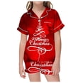thumbnail image 1 of FAOWME Vêtements d'Intérieur d'Été pour Enfants Garçons Filles T-Shirt à Manches Courtes Imprimé Col Rond Pantalons Courts Pyjamas Ensembles Nourrissons Rouge 10-11 Ans, 1 of 4