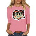 thumbnail image 2 of Uootdi Hauts pour Femmes Manches 3/4 Col Ras du Cou 1976 Imprimé Arc-en-Ciel Rétro Coupe Décontractée T-Shirts Nostalgiques pour Escapade d'Été Cadeau, 2 of 4