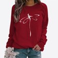 thumbnail image 2 of Penkiiy Blouses pour Femmes Hauts pour Femmes Automne Manches Longues Chandail Ample à Enfiler Chemise Décontractée Dames Imprimé Poitrine Col Rond Chandails Vin Vêtements Y2K, 2 of 8