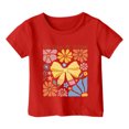 thumbnail image 1 of PMVFHDE T-Shirts Mignons Hauts Basiques pour Fille Hauts pour Fille Hauts Tendance pour Fille T-Shirts pour Fille Mode Garçon et Fille Tendance Décontracté Imprimé Col Rond Ample Manches Courtes T-Shirt Haut Rouge, 8-9 Ans, 1 of 4