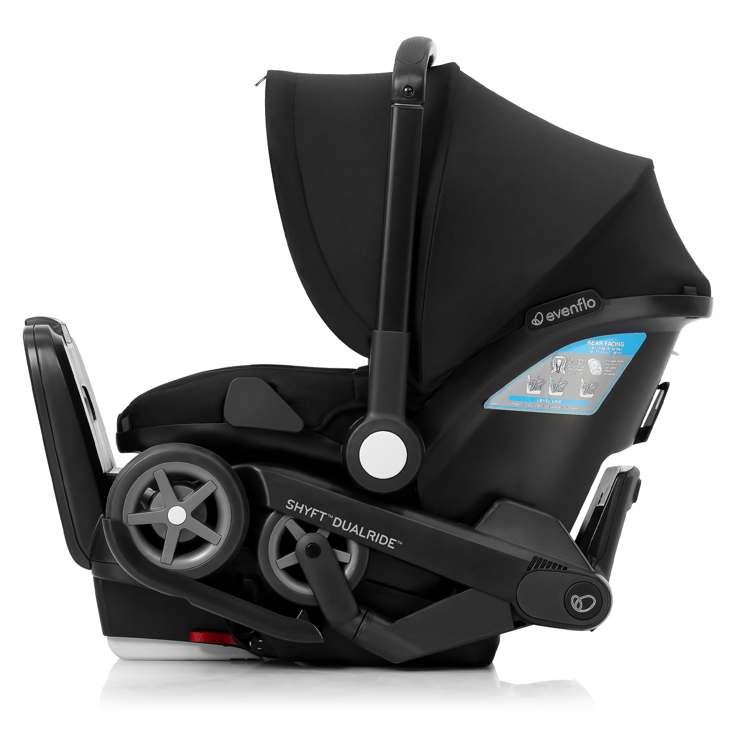 Evenflo Shyft DualRide Infant Car Seat and Stroller Combo (Weight 3-30 lbs, Height Max 32")