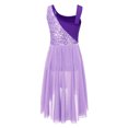 thumbnail image 4 of RUNQHUI Filles Enfants Sans Manches Ballet Lyrique Danse Contemporaine Moderne Costumes Robe Asymétrique en Maille Lavande 16, 4 of 7