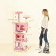 thumbnail image 3 of PawHut 54" Cat Tree Tower with Scratching Posts, Cat Condos, Pink, 3 of 10