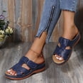 thumbnail image 4 of yulier Women Orthotic Slides Platform Wedge Slide Sandals Hook & Loop Adjustable Beach Sandals Comfortable Orthopedic Sandals Slip On Causal Slippers with Arch Support, 4 of 6