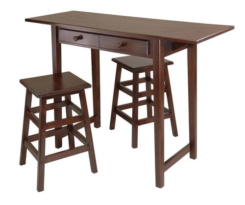 Winsome Mercer Table à double rabat avec 2 tabourets au fini cappuccino