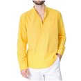 thumbnail image 1 of Cameland Mens Long Sleeve Button T Shirts Casual Plain Pullover Tops Loose Basic Tee, 1 of 2