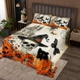 thumbnail image 2 of Erosebridal Gothic Skeleton Pumpkin Bedspread Set Queen Size Reversible 3pcs, 2 of 6