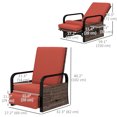 thumbnail image 3 of Outsunny Wicker Outdoor Recliner Chair, Lounge Chair with Side Tray, Red, 3 of 10