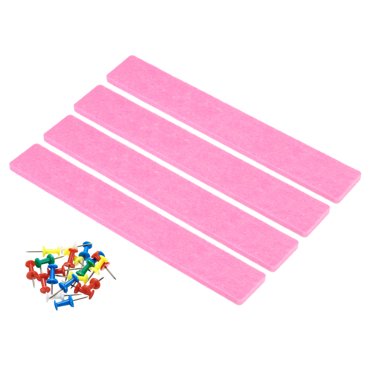 Unique Bargains Panneau d'Affichage en Feutre Bande de Barre Autocollant pour Mur, Rose, Lot de 4