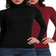 thumbnail image 1 of T-shirt Col Roulé Manches Longues Ajusté Extensible Basique Noir TG, 1 of 6