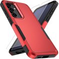 thumbnail image 1 of KOMI for Samsung Galaxy S25 Case with HD Screen Protector, 10 FT Military Grade Drop Protection, Anti-Slip Phone Case, Red, 1 of 5