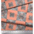 thumbnail image 2 of Soimoi Satin Silk Fabric Floral Block Decor Fabric Printed Yard 42 Inch Wide, 2 of 3