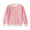 thumbnail image 1 of Chandail Tricoté pour Garçons et Filles, Chandail Rayé Chaud, Tenues Automne Hiver, Rose, 1 of 8