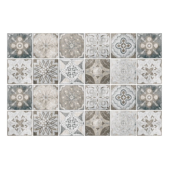 24 Sheet Peel and Stick Tile for Kitchen Backsplash Self Adhesive Moroccan Stick on Backsplash Mandala Wall Tiles Peel and Stick for Bathroom Laundry Room Cabinet Shower 8"x8"