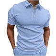 thumbnail image 1 of Men Casual Solid Turndown Pullover Button Short Sleeve Blouse Tops, 1 of 6